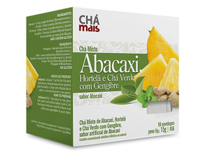 CHÁ MISTO ABACAXI, HORTELÃ E CHÁ VERDE COM GENGIBRE 10sch.